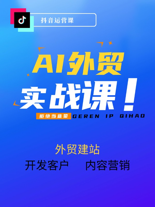 AI闪电外贸实战：外贸建站/开发客户/内容营销/从0到3做外贸AI-更新至75节