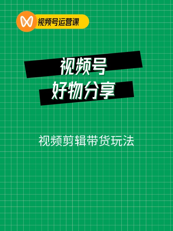 视频号好物分享副业课，视频剪辑带货玩法（12节课）