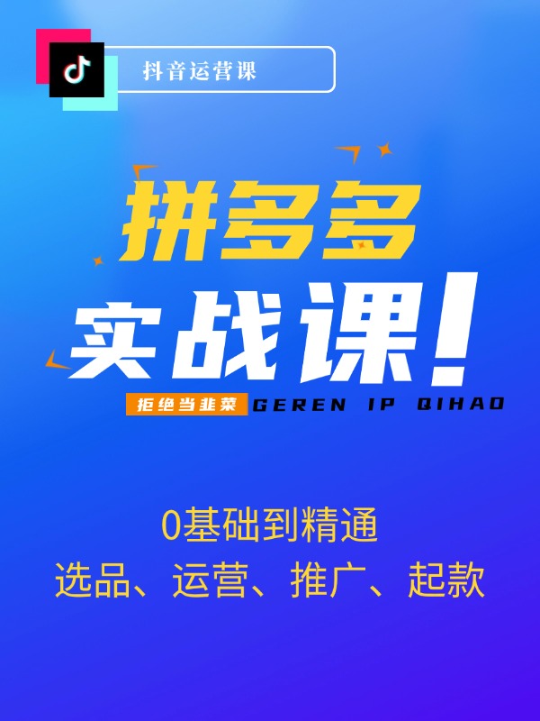 拼多多实战全攻略：0基础到精通，覆盖选品、运营、推广、起款