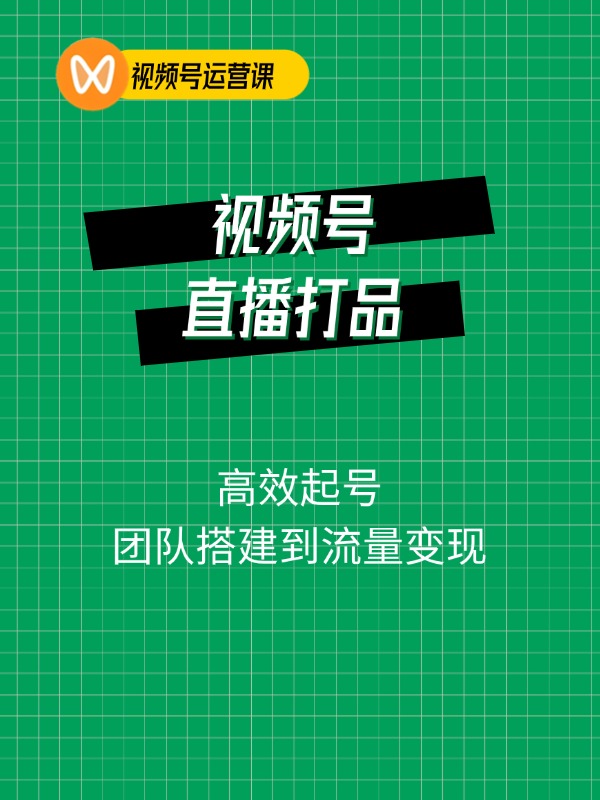 视频号直播打品实战课：微 豆 付 费 流，高效起号，团队搭建到流量变现